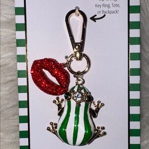 True to Form Green and Silver Frog Handbag Charm NWT